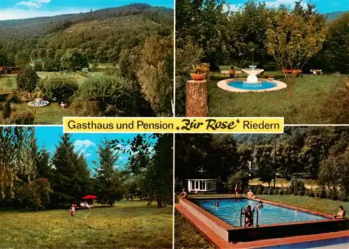AK / Ansichtskarte 73895941 Riedern_Erftal_Eichenbuehl_Unterfranken Gasthaus Pension Zur Rose Panorama Brunnen Schwimmbad 