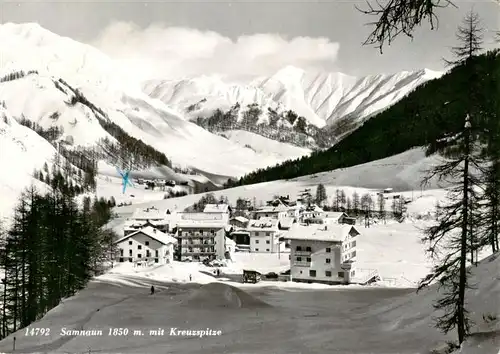 AK / Ansichtskarte  Samnaun_Dorf_GR Panorama mit Kreuzspitze 