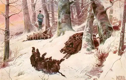 AK / Ansichtskarte  Jagd_Chasse_Hunting Ludwig Fromme 246 Wildschwein 