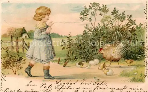 AK / Ansichtskarte  Kinder_Child_Enfants Huhn Kuecken Ostern Litho 