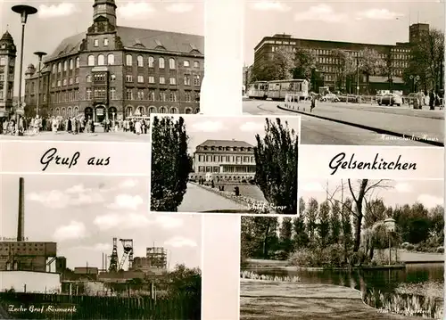 AK / Ansichtskarte  Gelsenkirchen Post Zeche Graf Bismarck Schloss Berge Hans Sachs Haus Stadtgarten Gelsenkirchen