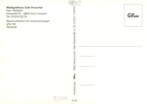 AK / Ansichtskarte  Halle__Westfalen Waldgasthaus Hesseltal Kaminzimmer Gastraum 