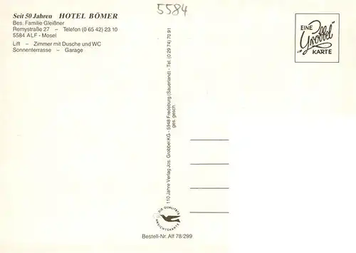 AK / Ansichtskarte 73896085 Alf_Bullay_Mosel Hotel Boemer Gastraum Alf_Bullay_Mosel