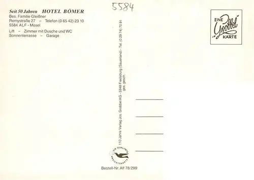 AK / Ansichtskarte  Alf_Bullay_Mosel Hotel Boemer Gastraum Alf_Bullay_Mosel