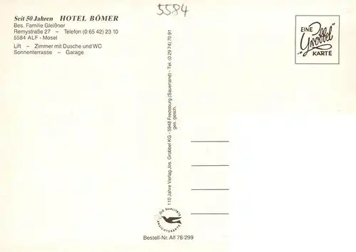 AK / Ansichtskarte  Alf_Bullay_Mosel Hotel Boemer Gastraum Alf_Bullay_Mosel