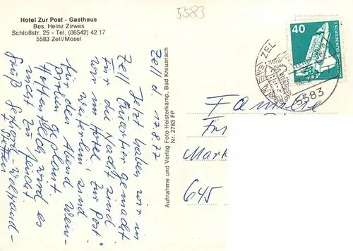 AK / Ansichtskarte  Zell_Mosel Hotel zur Post Gasthaus Zell_Mosel