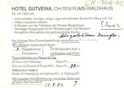 AK / Ansichtskarte  Flims_Waldhaus Hotel Gutveina Flims Waldhaus