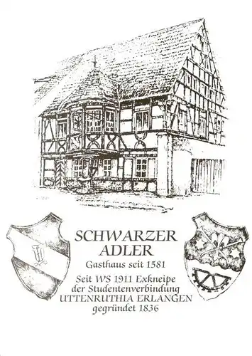 AK / Ansichtskarte  Erlangen Schwarzer Adler Gasthaus Zeichnung Erlangen