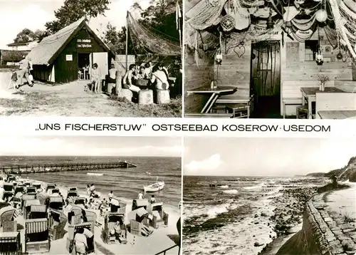 AK / Ansichtskarte 73896204 Koserow_Ostseebad_Usedom Uns Fischerstuw Strand Streckelbergmauer Koserow_Ostseebad_Usedom