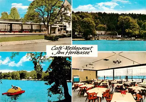 AK / Ansichtskarte 73896215 Holzappel Cafe Restaurant Am Herthasee Gastraum Seepartien Holzappel