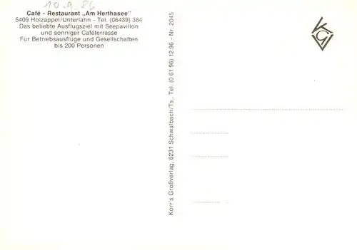 AK / Ansichtskarte  Holzappel Cafe Restaurant Am Herthasee Gastraum Seepartien Holzappel