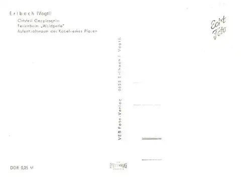 AK / Ansichtskarte  Erlbach_Vogtland Ortsteil Goppplasgruen Ferienheim Waldperle Aufenthaltsraum des Kabelwerkes Plauen Erlbach_Vogtland