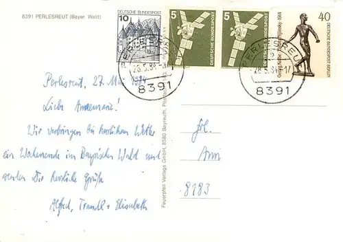 AK / Ansichtskarte  Perlesreut Panorama Freibad Wohnhaus SPAR Geschaeft Perlesreut