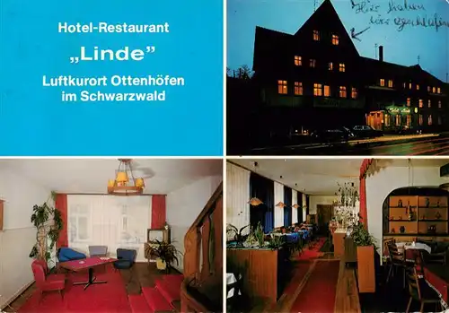 AK / Ansichtskarte 73896275 Ottenhoefen_Schwarzwald Hotel Restaurant Linde Gastraeume Ottenhoefen Schwarzwald