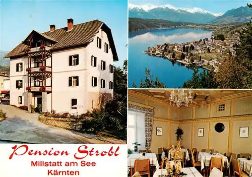 AK / Ansichtskarte  Millstatt_Millstaettersee_Kaernten_AT Pension Strobl Gastraum Panorama 