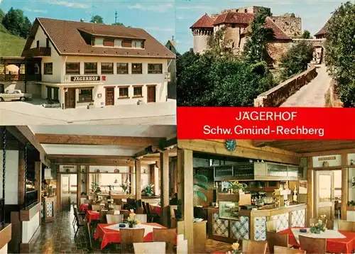 AK / Ansichtskarte 73896287 Rechberg_Schwaebisch_Gmuend Gasthaus Jaegerhof Gaststube Burg Rechberg_Schwaebisch_Gmuend