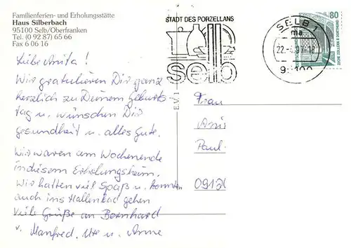 AK / Ansichtskarte  Selb_Oberfranken_Bayern Ferien- und Erholungsstaette Haus Silberbach Restaurant Leseraum 