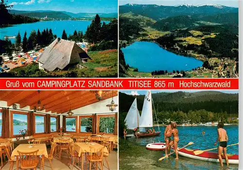 AK / Ansichtskarte 73896325 Titisee Campingplatz Sandbank Restaurant Seepartien Titisee