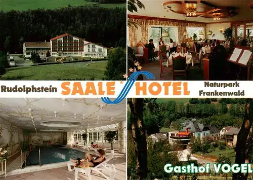 AK / Ansichtskarte 73896338 Rudolphstein Saale Hotel Gastraum Hallenbad Gasthof Vogel Rudolphstein