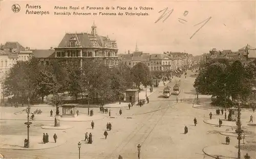 AK / Ansichtskarte  Antwerpen_Anvers Koninklijk Athenaeum en panorama der Victorieplaats Antwerpen Anvers