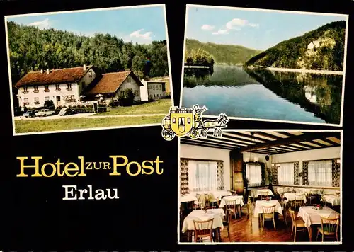 AK / Ansichtskarte 73896406 Erlau_Niederbayern Hotel zur Post Gastraum Seepartie Erlau_Niederbayern