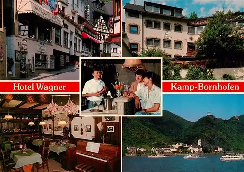 AK / Ansichtskarte 73896438 Kamp-Bornhofen_Rhein Hotel Wagner Gastraum Bar Rheinpartie 