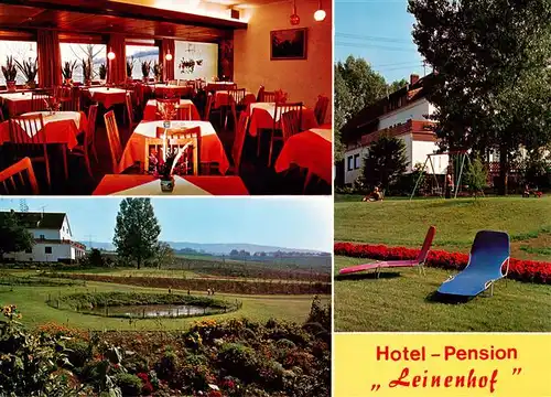 AK / Ansichtskarte 73896439 Schweich_Mosel Hotel Pension Leinenhof Gastraum Panorama Liegewiese Schweich Mosel