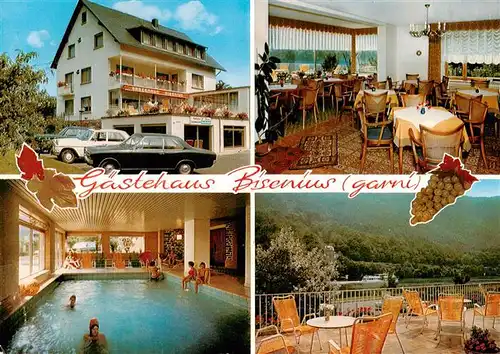 AK / Ansichtskarte 73896445 Traben-Trarbach_Mosel Gaestehaus Bisenius garni Gaststube Hallenbad Terrasse 