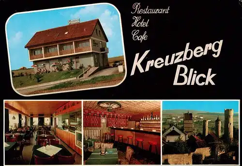 AK / Ansichtskarte 73896448 Bad_Neustadt Restaurant Hotel Cafe Kreuzberg Blick Gastraum Bar Panorama Bad_Neustadt