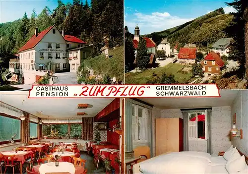 AK / Ansichtskarte  Gremmelsbach_Triberg Gasthaus Pension Zum Pflug Gaststube Zimmer Panorama 