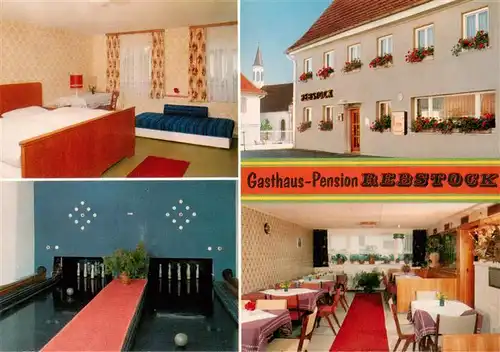 AK / Ansichtskarte  Feckenhausen Gasthaus Pension Rebstock Gastraum Gaestezimmer Kegelbahn Feckenhausen