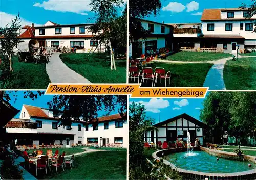 AK / Ansichtskarte  Bad_Holzhausen_Luebbecke_Preussisch_Oldendorf_NRW Pension Haus Annelie am Wiehengebirge Garten Springbrunnen 