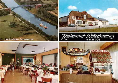 AK / Ansichtskarte 73896495 Wilhelmsburg_Schleswig-Holstein Restaurant Wilhelmsburg Hochbruecken Gruenenthal Luftaufnahme 