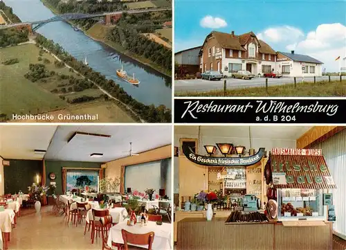 AK / Ansichtskarte  Wilhelmsburg_Schleswig-Holstein Restaurant Wilhelmsburg Hochbruecke Gruenenthal Luftaufnahme 