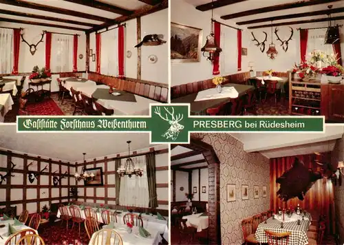 AK / Ansichtskarte  Presberg_Rheingau_Ruedesheim Gaststaette Forsthaus Weissenthurm Gastraeume 