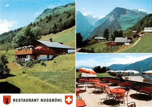 AK / Ansichtskarte  Braunwald_GL Restaurant Nussbuehl Terrasse Alpenpanorama Braunwald GL