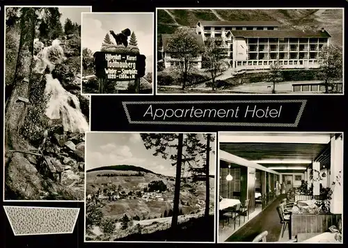 AK / Ansichtskarte 73896632 Todtnauberg Appartement Hotel  Gastraum Wasserfall Panorama Orig Wegweiser Todtnauberg