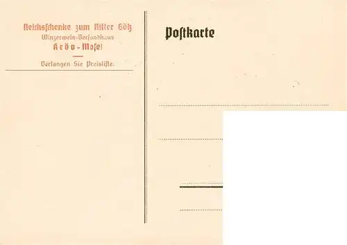 AK / Ansichtskarte  Kroev_Croev_Croev_Mosel Reichsschenke zum Ritter Goetz Liedtext 