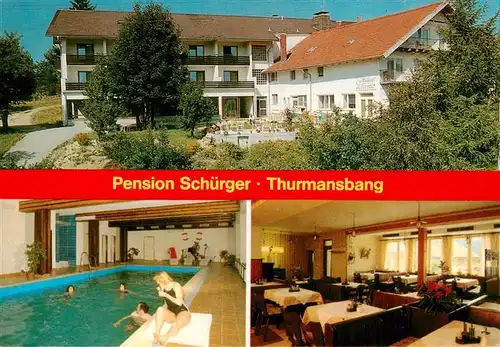 AK / Ansichtskarte  Thurmansbang Pension Schuerger Hallenbad Gastraum Thurmansbang