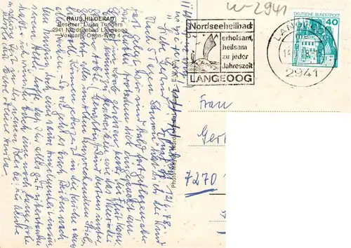 AK / Ansichtskarte  Langeoog_Nordseebad Haus Hilderad Langeoog_Nordseebad