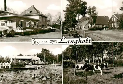 AK / Ansichtskarte  Langholt Gaststaette Ortspartie Schwimmbad Kuehe Langholt