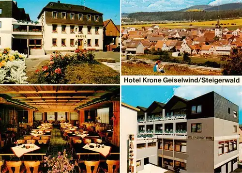 AK / Ansichtskarte  Geiselwind Hotel Gasthof Krone Gastraum Ortsansicht Geiselwind