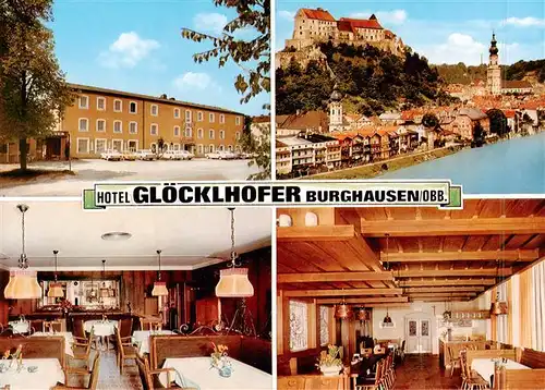 AK / Ansichtskarte 73896786 Burghausen__Salzach_Oberbayern Hotel Gloecklhofer Gastraeume Burg 