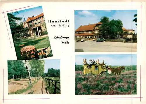 AK / Ansichtskarte 73896815 Hanstedt_Harburg_Elbe_Hamburg Gast und Pensionhaus Zum Dorfkrug Waldweg Abfahrtsstelle der Postkutsche Lueneburger Heide 