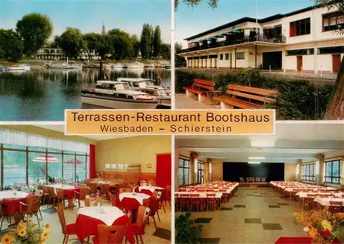 AK / Ansichtskarte 73896818 Schierstein_Wiesbaden Terrassen Restaurant Bootshaus Gastraeume Bootshafen 