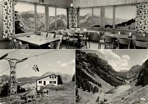 AK / Ansichtskarte  Filzbach_GL Berggasthaus Habergschwend Gastraum Sesselbahn Talstation 