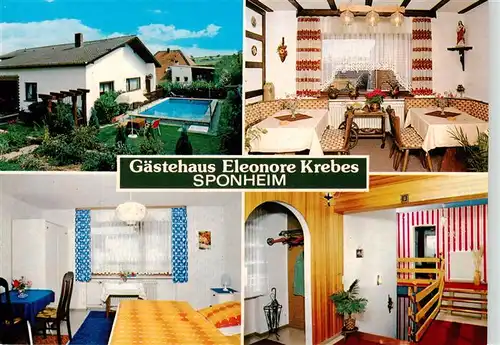 AK / Ansichtskarte  Sponheim Gaestehaus Eleonore Krebes Gastraeume Pool Zimmer Sponheim