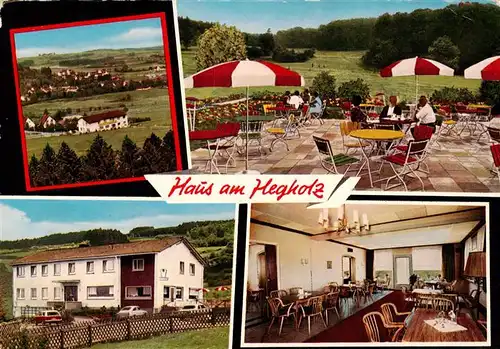 AK / Ansichtskarte  Hochwaldhausen_Grebenhain Hotel Pension Cafe Haus am Hegholz Terrasse Gastraum 