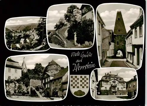 AK / Ansichtskarte  Herrstein Panorama Treppenaufgang Stadttor Turm Rathaus Herrstein