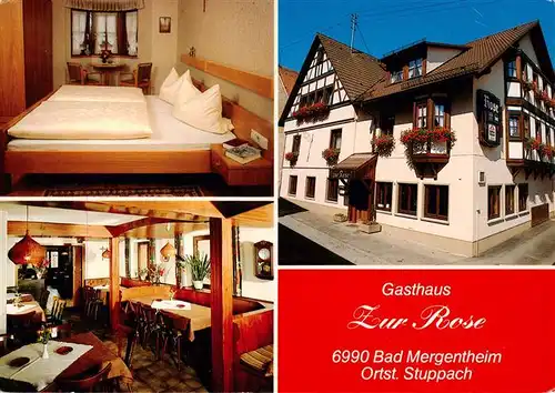 AK / Ansichtskarte  Stuppach_Bad_Mergentheim Gasthaus Zur Rose Gaststube Gaestezimmer 